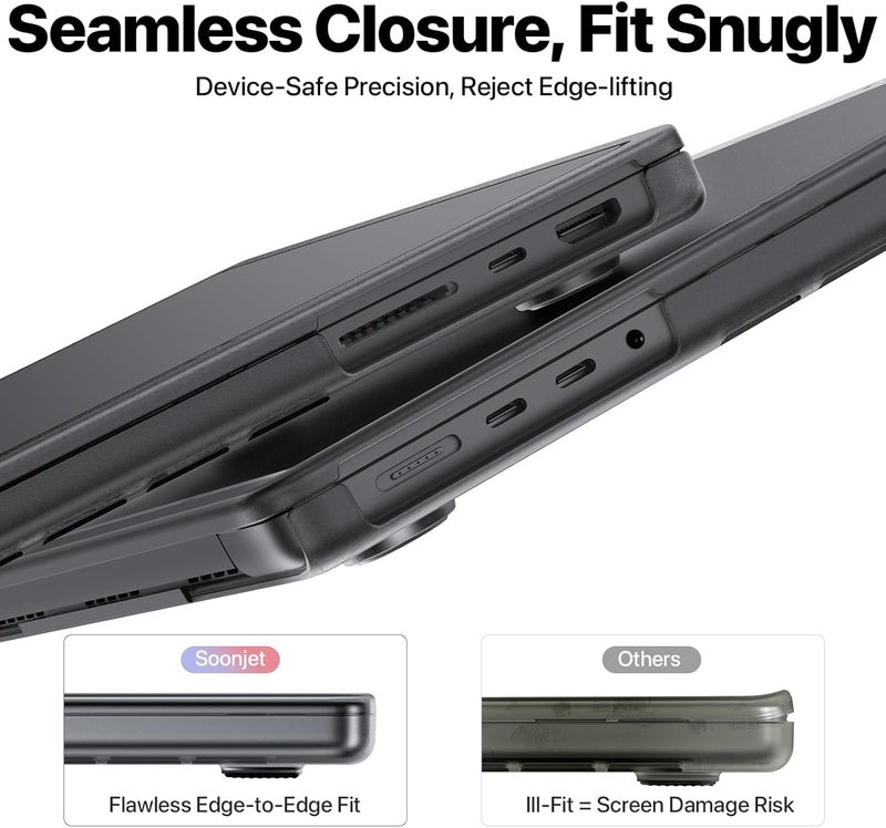 soonjet ترقية CrackGuard لحافظة MacBook Pro مقاس 14 بوصة M5 M4 M3 M2 M1 Pro/Max 2025 2024-2021 [تقنية مضادة للتشقق] [تناسب سلس] غلاف واقي من الصلب الصلب للكمبيوتر المحمول - رمادي فضائي شفاف - Image 4